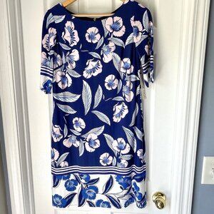 Eliza J NWT Floral Mini Dress Blue Sheath Sz 10